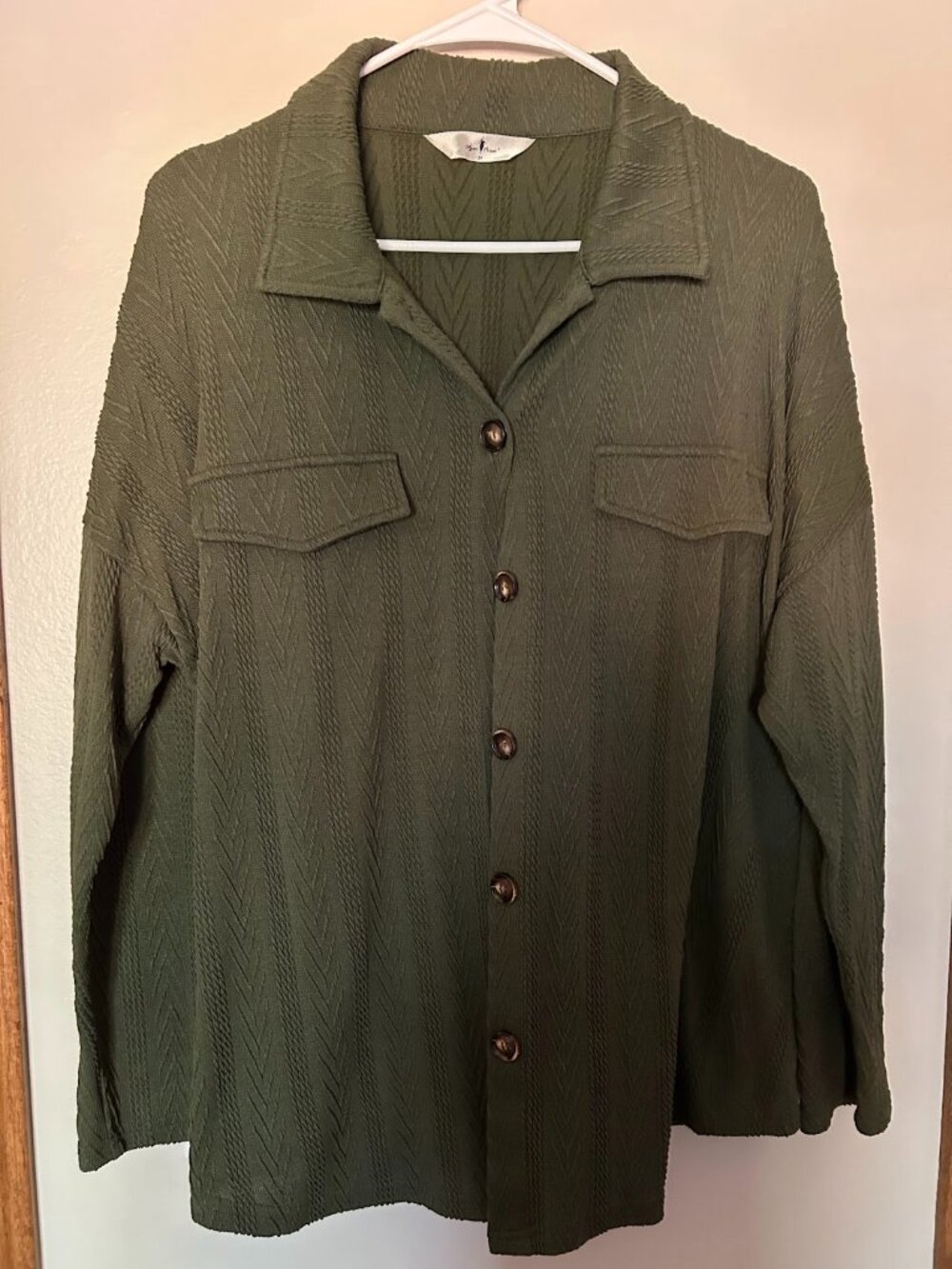 Women's Plus Size Knit Shacket Jacket Casual Long Sleeve Lapel Button Down 2X